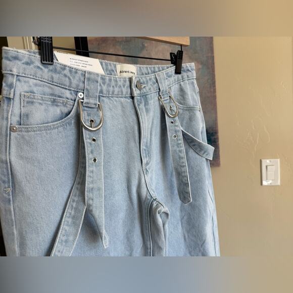 Abrand Womens 99 Low Baggy Jeans Light Vintage Indigo 26 Straight Ridged New - Picture 2 of 8